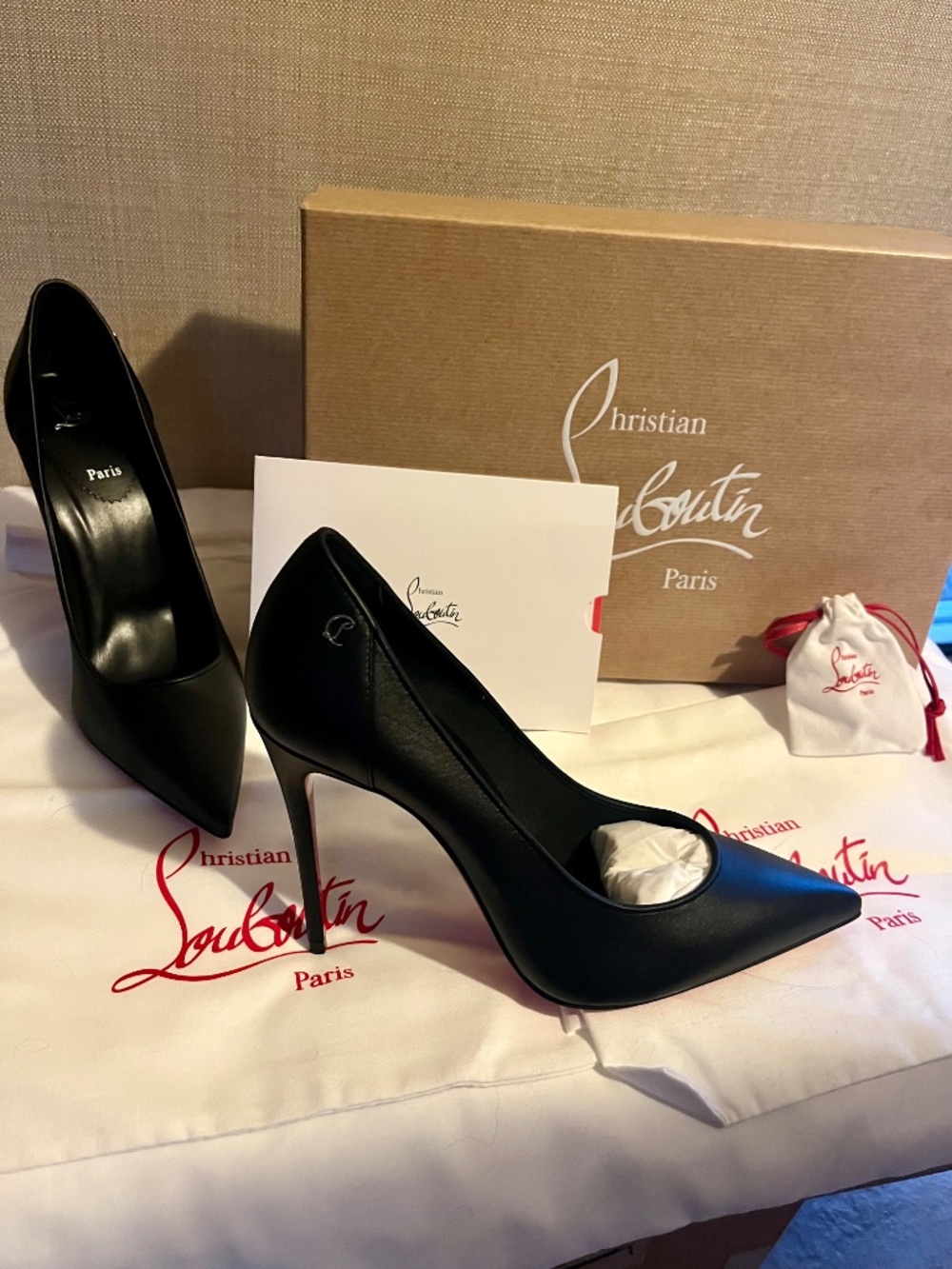 Christian Louboutin Sporty Kate 100 Black Heels EU 37.5 NEW w/ Box, Dust Bags - Picture 8 of 8
